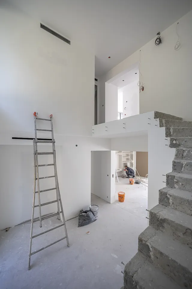 Villa Canopée — the entrance and the double-height space, before the renovation